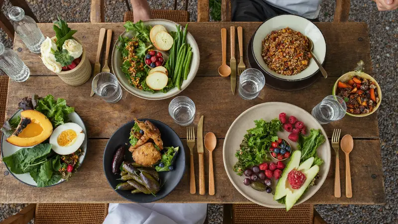 Organic plant-forward chef-prepared meal on a Bali wellness retreat